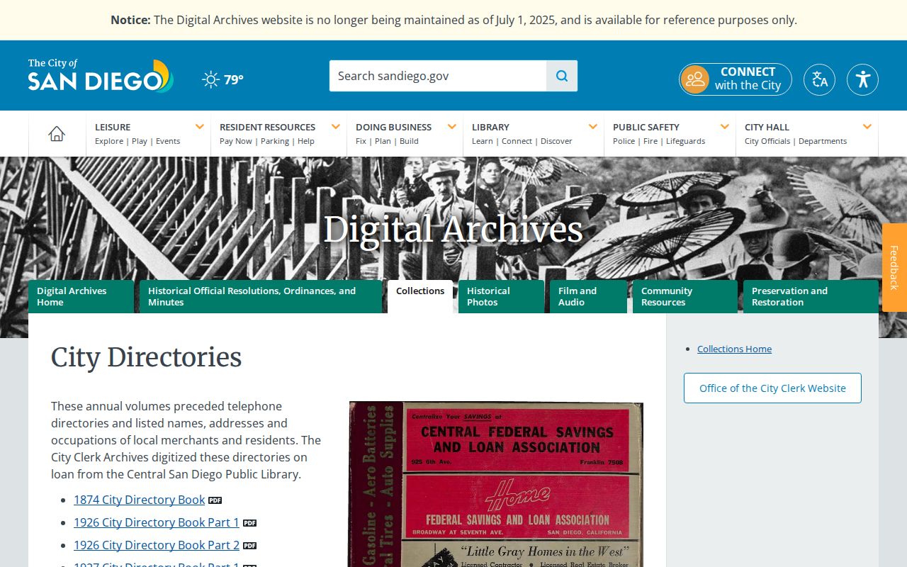 San Diego County city directory digitized collection