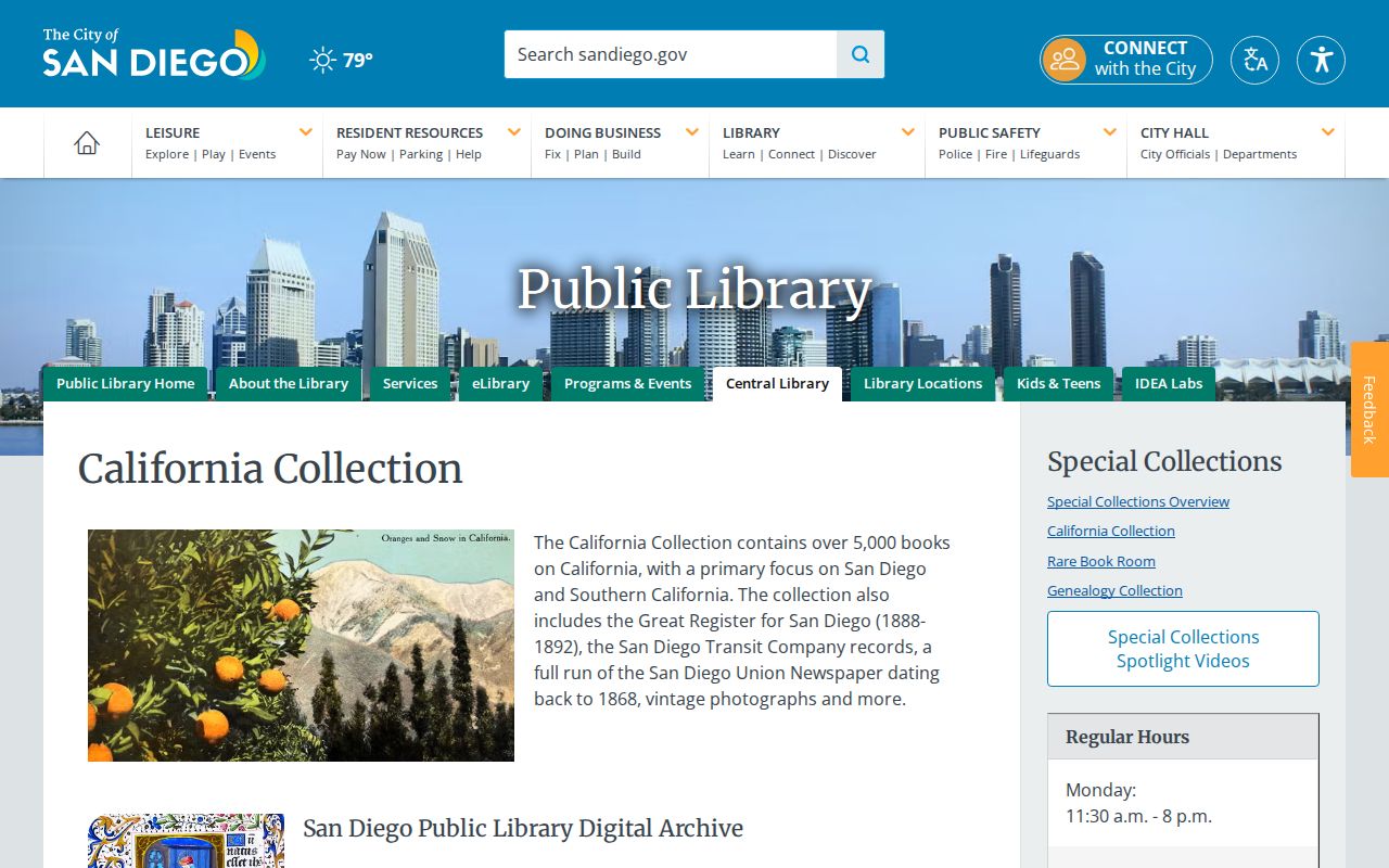 San Diego County city directory library California Collection