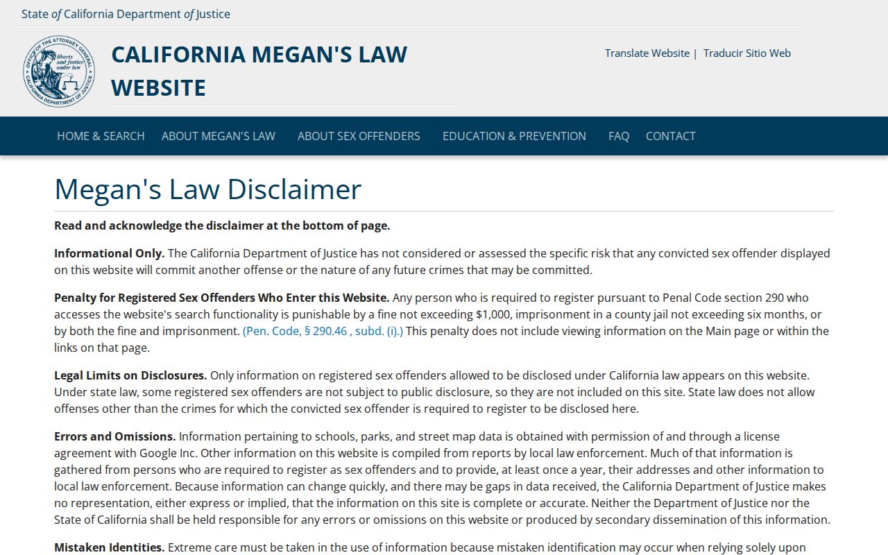 San Diego County neighbors official registry search warning