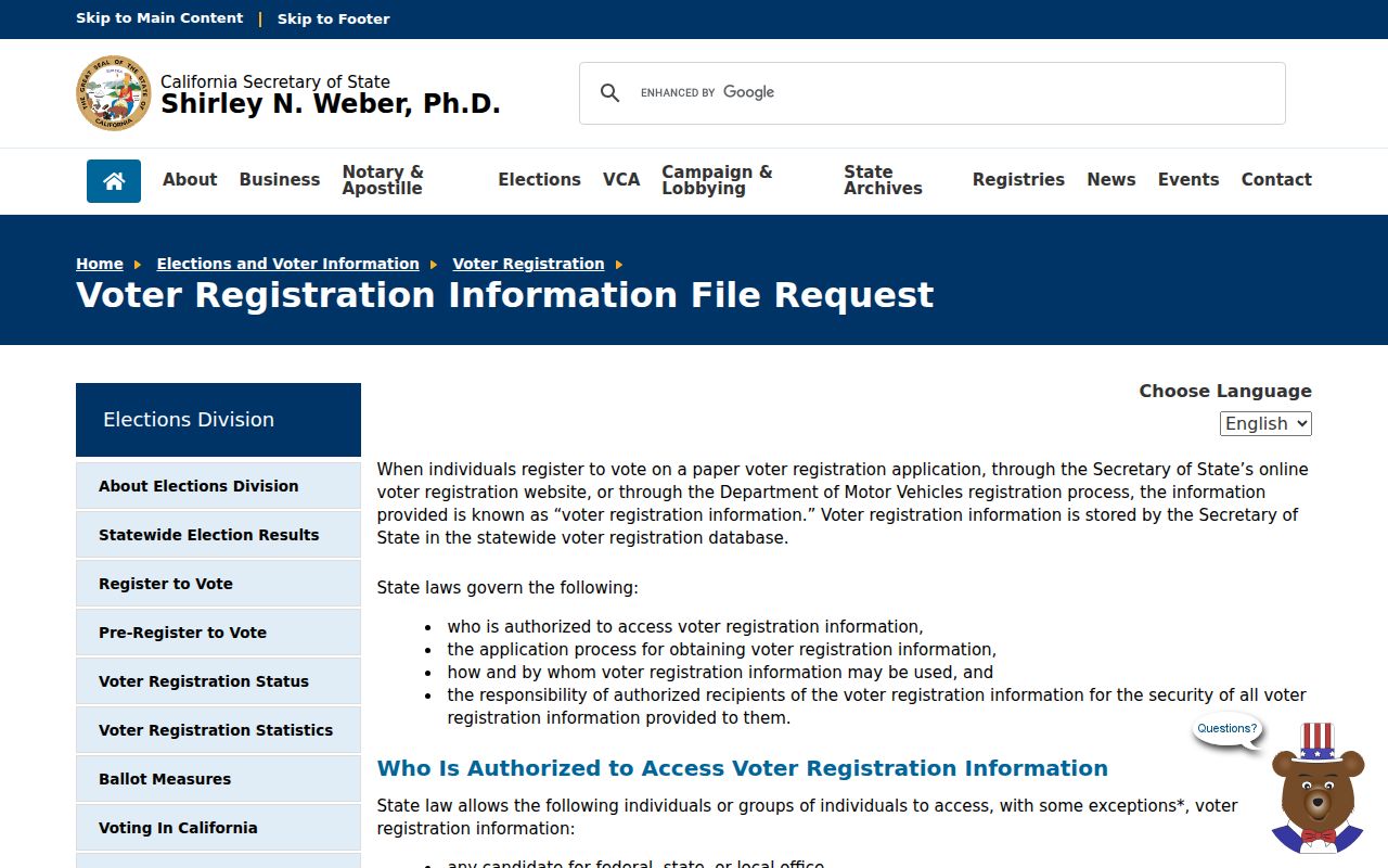 San Diego County neighbors voter file request rules