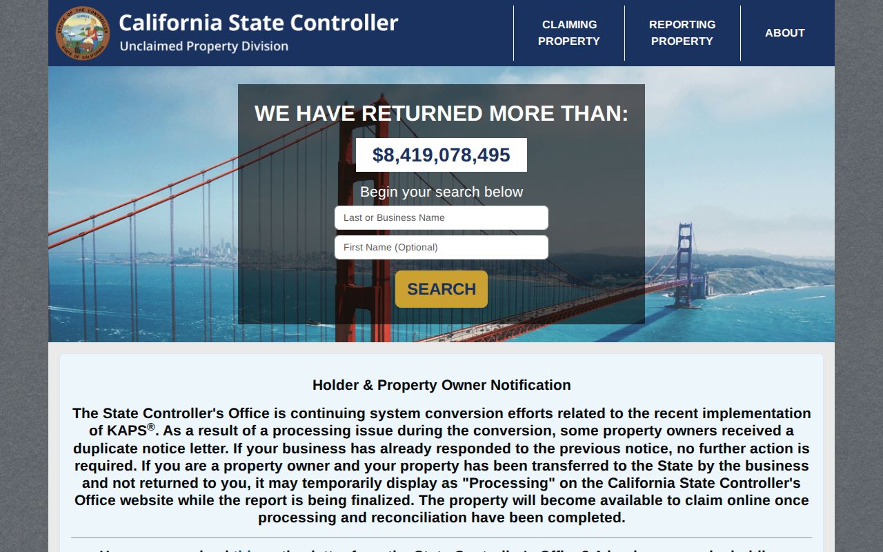 San Diego County resident lookup unclaimed property search