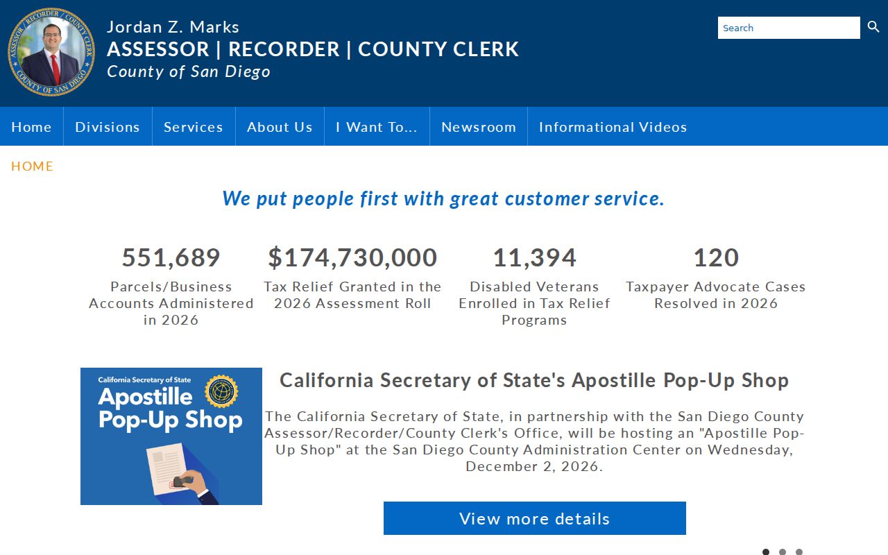 San Diego County residents directory ARCC property records access